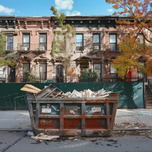 10 yard dumpster in Brooklyn filled with renovation debris, highlighting its compact size and utility
