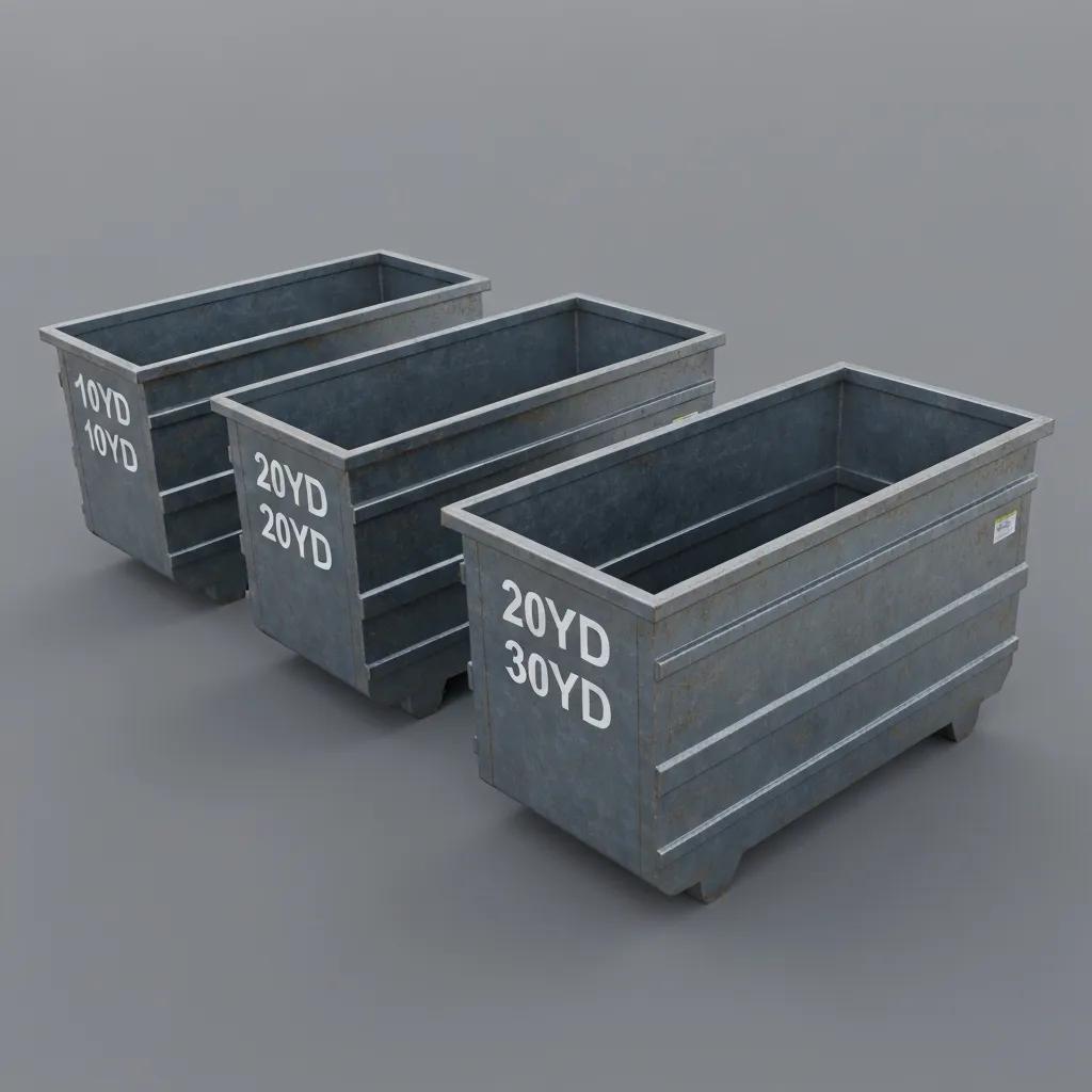 Different sizes of dumpsters in a Brooklyn driveway for residential projects