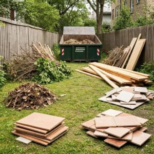 Variety of residential waste materials suitable for disposal in a Brooklyn dumpster
